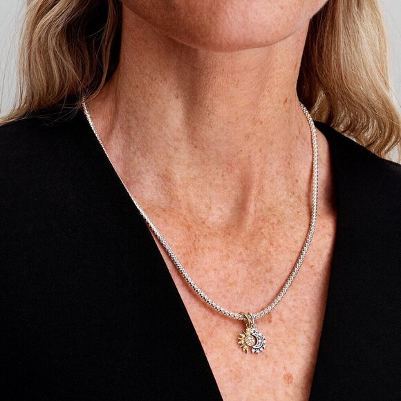 Women's Splittable Sun & Moon Dangle Charm Sterling Silver 14k Gold Plating - Picture 4 of 5